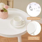 Apicizon Round White Side Table, Tray Nightstand Coffee End Table for Living Room, Bedroom, Small Spaces, Easy Assembly Bedside Table, 15 x 18 Inches
