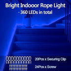 33FT 360 LED Rope Lights Outdoor,110V Connectable Blue String Lights with Clear PVC Jacket,Blue Rope Lights for Camping,Patio,Deck,Porch,Christmas Decor(Blue)