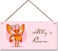 Personalized Cartoon Animal Sign Butterfly Room Door Sign for Boys Bedroom Kids Room Nursery Wall Art Decor Custom Name Art Wooden Plaque for Little Man Cave