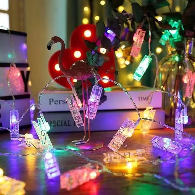 40 LED Photo Clip Fairy Lights - Twinkle Starry Lights for Home, Bedroom, Wall, Halloween, Thanksgiving, Christmas, Party, Wedding Decor - Multicolor