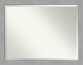 Amanti Art Silver Bathroom Mirror for Over Sink, 34x44 Vista Brushed Nickel Rectangle Vanity Mirror, X-Large Casual Frame, Hangs Horizonally and Vertically, Bathroom Wall Decor, Beveled Edge