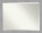 Amanti Art Silver Bathroom Mirror for Over Sink, 34x44 Vista Brushed Nickel Rectangle Vanity Mirror, X-Large Casual Frame, Hangs Horizonally and Vertically, Bathroom Wall Decor, Beveled Edge