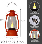 Orange Mini Lanterns Decorative 6-Pcs for Fall Halloween Thanksgiving Decoration, Small Western Lantern with LED Flickering Candle for Cowboy Camping Christmas Wedding Decor, Centerpiece Table