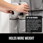 GORILLA GRIP Over the Door Shoe Organizer, 35 Large Breathable Mesh Pockets, Space Saving Hanging Storage Holder, 5 Hook Closet Rack Hanger, Hangs on Closets for Shoes, Accessories 68.5H x 24.5W Gray