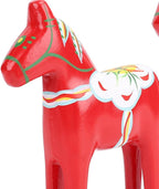 EVGATSAUTO Swedish Wooden Horse Figurine Pair, Hand Painted Nordic Decor, Traditional Red Dala Horse for Home Wedding Gift, Composite Wood Ornament