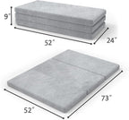 SINWEEK Tri Folding Mattress with Storage Bag - Foldable Mattress Foam Topper Floor Cot, Guest Bed with Machine Washable Cover and Waterproof Lining, CertiPUR-US Certified 52 x 73 x 3Inch