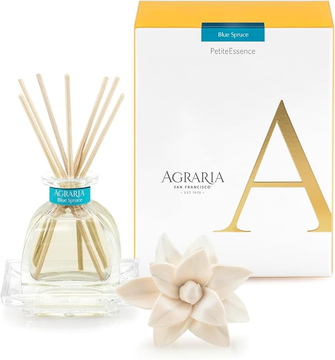 Agraria PetiteEssence Flower and Reed Diffuser Set, 1.7 oz, Handcrafted Sola Flower Botanical Scent Diffuser for Home, Scented Oil Gift Set
