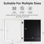 2-Pack Kids Artwork Frames - Changeable, Front Opening Holds 150, Children Art Projects, 10x12.5 Picture Frame for Display, With Storage (White)