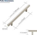 JOY DECOR 30 Pack Cabinet Handles, Brushed Nickel Cabinet Pulls, 5 in Hole Center Kitchen Cabinet Handles, Stainless Steel T Bar Handles for Dresser Drawers