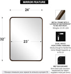 ANDY STAR 24x32 INCH Bronze Bathroom Mirror, Rounded Rectangle Oil Rubbed Bronze Mirrors for Bathroom,Tube Metal Framed, 1’’ Deep Wall Mounted Vertically/Horizontal