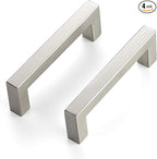 JOY DECOR 4 Pack Cabinet Handles, Brushed Nickel Cabinet Pulls, 3-3/4 Inch Kitchen Closet Handles Square Drawer Pulls Stainless Steel Drawer Hardware, 96mm Hole Centers
