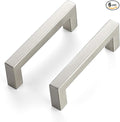 JOY DECOR 6 Pack Cabinet Handles, Brushed Nickel Cabinet Pulls, 3-3/4 Inch Kitchen Closet Handles Square Drawer Pulls Stainless Steel Drawer Hardware, 96mm Hole Centers