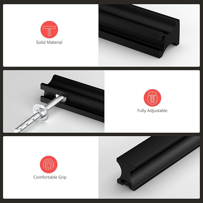 homdiy 25 Pack Adjustable Black Cabinet Pulls 2" to 8.8" (51-224mm) Adjustable Hole Distance Drawer Pulls
