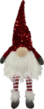 Admired By Nature, Nordic Nisse Gnome, ABN5D011R-RD 17 inch, Christmas Sitting Gnome Plush Tomte Gnome Swedish, Scandinavian Style Decor LED Light Home Décor, Red, Small