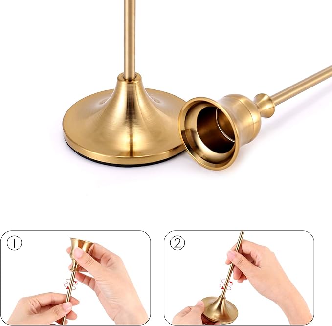 Set of 12 Brass Gold Candle Holder Candlestick Holders Taper Candle Holders Metal Candle Stick Wedding Centerpieces for Tables Candlelight Dinner Home Decor(Candles not Include)