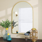 VooBang Arched Wall Mirror, 24 x 36 inch Arch Bathroom Mirror, Wall Mounted Vanity Mirror with Arch Metal Frame, Modern Bathroom Vanity Mirror for Bedroom, Living Room, Hanging or Leaning, Gold