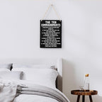 Inspirational Bible Verses Ten Commandments Wall Decor Christian 10 Commandments Wall Art Wooden Hanging Sign Rustic Scripture The Ten Commandments Wall Art for Home Office Decoration 8x10 Inches