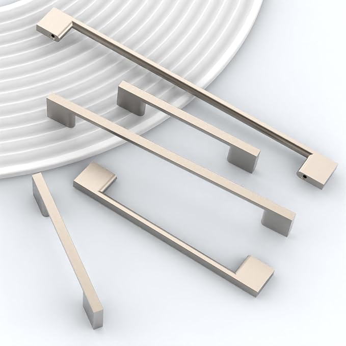 6 Pack Satin Nickel Cabinet Pulls - 15 Inch Handles - Brushed Nickel Wardrobe & Kitchen Pulls