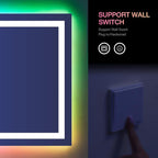 LOAAO 40"X36" LED Bathroom Mirror with Lights, Anti-Fog, Dimmable, RGB Backlit + Front Lighted, Bathroom Vanity Mirror for Wall, Memory Function, Waterproof, Tempered Glass