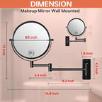 8" Wall Mounted Makeup Mirror with 1X 10x Magnification, Extendable Magnifying Mirror Two-Sided Swivel, Black