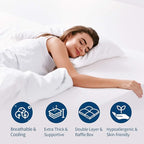ELEMUSE Queen Size Extra Thick Fusion Goose Down Feather Filled Mattress Topper, Plush Fluffy Double Layer Pillowtop Mattress Pad Cover, Soft Featherbed with 8-21 Inch Deep Pocket