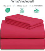 LuxClub 4 PC Sheet Set Bed Sheets Deep Pockets 16" Eco Friendly Wrinkle Free Cooling Machine Washable Hotel Bedding Silky Soft - Red King