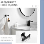 Angle Simple Double Towel Hook, Stainless Steel Bathroom Hand Towel Holder, Coat Hook for Wall, Matte Black