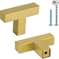 LONTAN 20 Pack Dresser Knobs Brushed Brass Kitchen Cabinet knobs Square Gold Cabinet Door Hardware for Bathroom Closet Cupboard