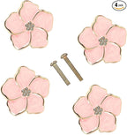4 pcs Petal Handles Colorful Drawer Knobs Flower Petal Cabinet Dresser Knobs for Girl's Room Dresser Cupboard Drawer Wardrobe Decorative Furniture Knobs (Pink)