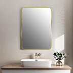 Bathroom Mirror for Wall, Rectangle Framed Wall Mounted Farmhouse Vanity Mirrors, 20x28 Inch,Gold