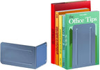 Acrimet Metal Bookends, Non-Skid Book Stand for Shelves, Heavy Duty Book Stopper, 6-7/8" H x 4" W x 4-1/2“ D, Blue, 1 Pair