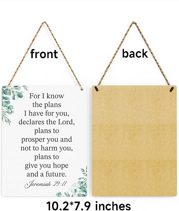 For I Know the Plans I Have for You Jeremiah 29:11 Inspirational Decor Christian Gifts Bible Verse Wall Art Scripture Wooden Hanging Sign for Modern Home Office Wall Art Decoration 8 x 10 Inches