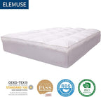 ELEMUSE Queen Size Extra Thick Fusion Goose Down Feather Filled Mattress Topper, Plush Fluffy Double Layer Pillowtop Mattress Pad Cover, Soft Featherbed with 8-21 Inch Deep Pocket