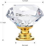 Ravinte Crystal Knobs for Dresser Drawers & Glass Cabinets - Diamond Shaped, 30 mm with Gold Base