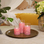 Homemory Flickering Flameless Candles with String Lights, Battery Operated Candles, Embedded String Lights LED Candles, Unbreakable Plexiglass Candle with Remote, Set of 3, Pink