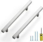 Ravinte Brushed Nickel Cabinet Handles 15 Pack 6-3/10 inch Satin Nickel Square Cabinet Pulls Silver Hardware for Kitchen Cabinets 8-4/5 inch Overall Length Stainless Steel Drawer Pulls