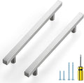 Ravinte Brushed Nickel Cabinet Handles 25 Pack 6-3/10 inch Satin Nickel Square Cabinet Pulls Silver Hardware for Kitchen Cabinets 8-4/5 inch Overall Length Stainless Steel Drawer Pulls