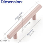 Ravinte 45 Pack | 5 Inch Cabinet Pulls Pink Stainless Steel Kitchen Drawer Pulls Cabinet Handles 5 InchLength, 3 Inch Hole Center