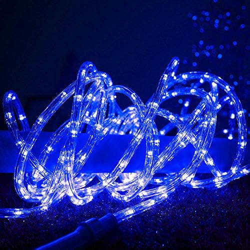 33ft LED Rope Lights, 110V 2 Wire Connectable Blue Rope Lights Outdoor, 240 LED Waterproof Blue Rope Christmas Lights for Deck, Patio, Pool, Camping, Halloween Decorations
