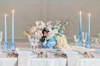 Vixdonos Glass Candlestick Holders Tealight Candle Holders for Table Centerpieces, Wedding Decor and Dinner Party (6 Pcs, Light Blue)
