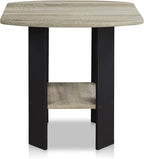 Furinno Simple Design End Table, 2-Pack, French Oak Grey/Black