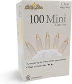 Brite Star 100 Count Mini String Christmas Lights, Clear - 22 feet Indoor/Outdoor Christmas Tree Lights with White Wire