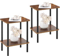 Apicizon 2 Tier End Table Set of 2, Small Side Table with Solid Wood Legs, Boho Bedside Table with Storage Shelf, Nightstand for Small Spaces, Bedroom, Living Room, Entryway, Easy Assembly, Brown