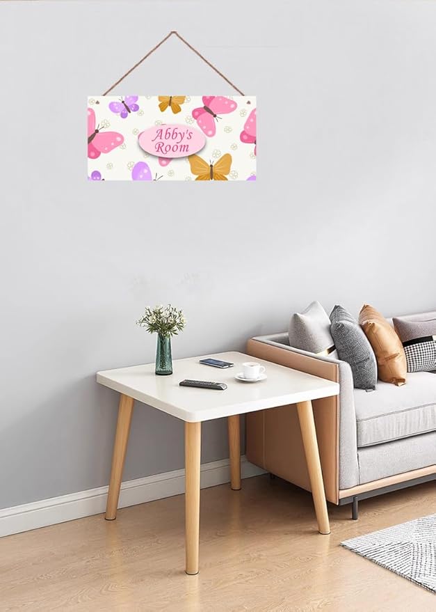 Personalized Butterfly Sign Wall Decor For Girls Room Kids Room Colorful Decoration Nursery Decor Party Decorations For Little Man Cave Flowers Theme Wall Art Decor For Boys Room