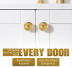 Perilla Home Set of 6 Gold Design Ceramic Knobs Decorative Round Knobs for Home Kitchen Cabinet Vintage Hardware Cupboard Door Dresser Wardrobe Drawer Pulls