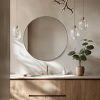ANDY STAR 30" Round Brushed Nickel Bathroom Mirror, Silver Wall Mirror for Bathroom，Metal Round Circle Mirror for Wall, Bathroom (Premium Stainless Steel Frame)