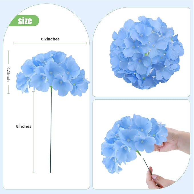 AVIVIHO 65 Pcs Blue Hydrangea Artificial Flowers Bulk Realistic Fake Hydrangeas Silk Flowers with Stems for Home,Weddings,Centerpieces,Party,Arch Backdrop,Forals Arrangement Decor