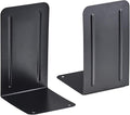 Acrimet Metal Bookends, Non-Skid Book Stand for Shelves, Heavy Duty Book Stopper, 6-7/8" H x 4" W x 4-1/2“ D, Black, 1 Pair