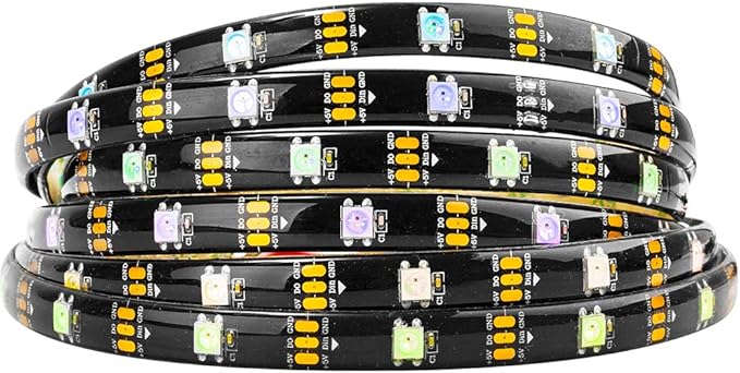 BTF-LIGHTING WS2812B IC RGB 5050SMD Pure Gold Individual Addressable LED Strip 16.4FT 150LED 30Pixel/m Flexible Full Color IP65 DC5V for DIY Chasing Color Project(No Adapter or Controller)