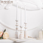 HOWSILAY Wood Candle Holder Candlestick Holders for Table Centerpiece - Rustic Farmhouse Decor Candle Stand fits 3/4" or 7/8" Taper Candle&Dia 1.5" Led Tea Lights or Pillar Candles(White)